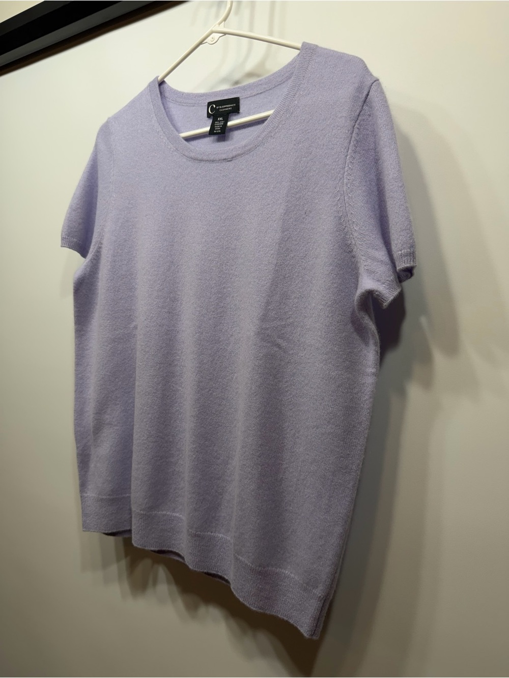 C by Bloomingdale’s 100% 2-Ply Cashmere Sweater XXL Lavender Short Sleeve - Picture 4 of 9